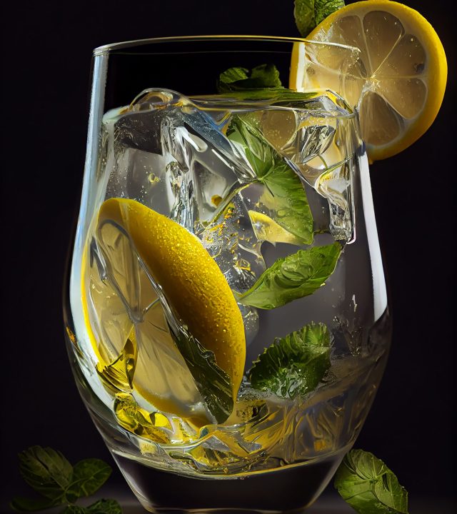 Fresh citrus cocktail with ice and mint leaf , generative artificial intelligence